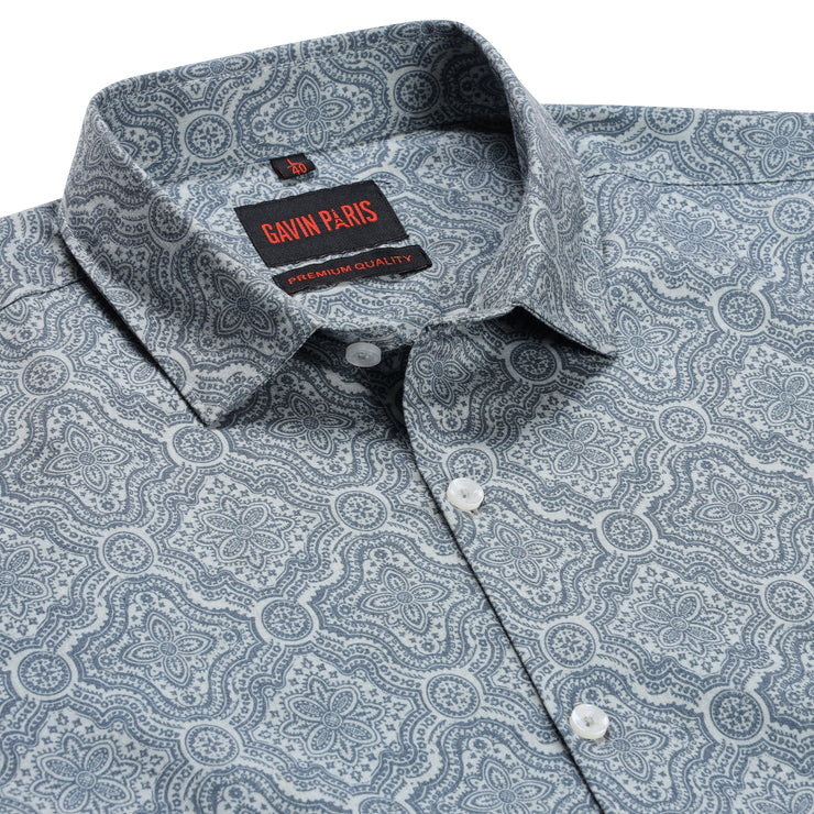 Blue Paisley Print Full Sleeve Shirt (GP162)