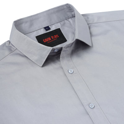 Steel Grey Solid Full-Sleeve Shirt (GP067)