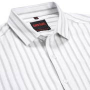 White with Grey Striped Pattern Slim Fit Full Sleeve Shirt (GP159)