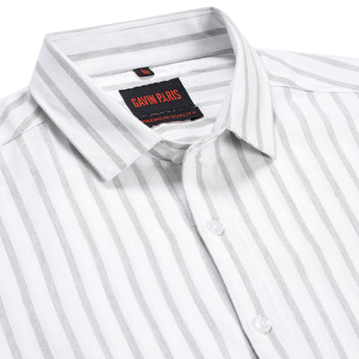 White with Grey Striped Pattern Full Sleeve Shirt (GP159)