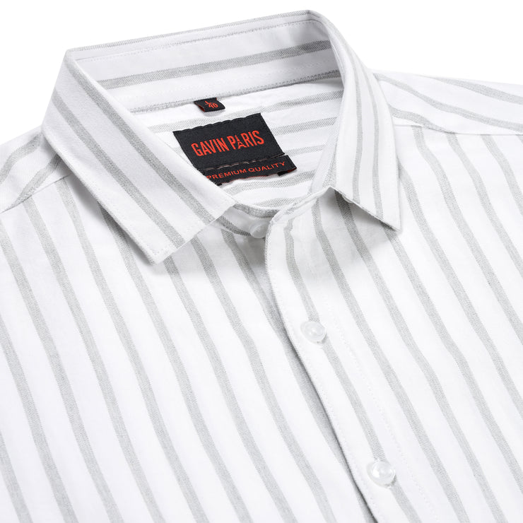 White with Grey Striped Pattern Full Sleeve Shirt (GP159)
