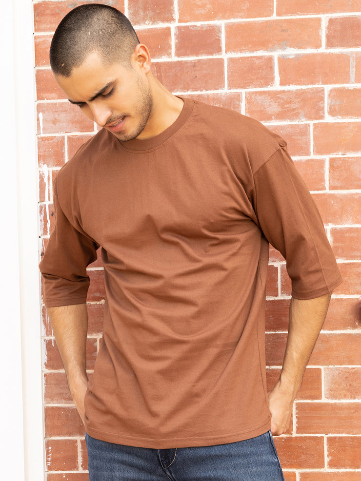 Happy Angel Brown Oversized T-shirt