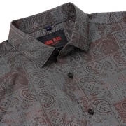 Brown with Paisley and Geometric Pattern Slim Fit Full Sleeve Shirt (GP056)