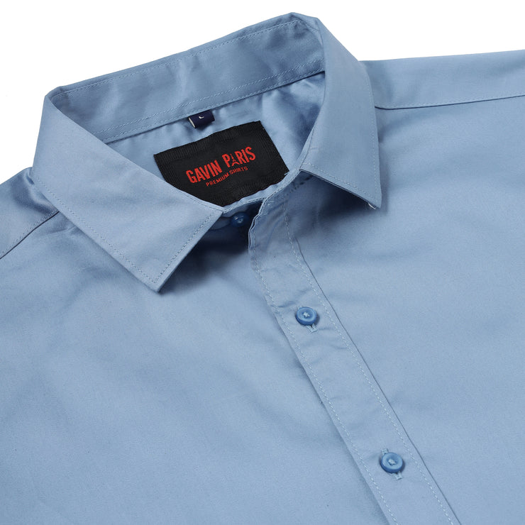 Sky Blue Solid Full-Sleeve Shirt (GP068)