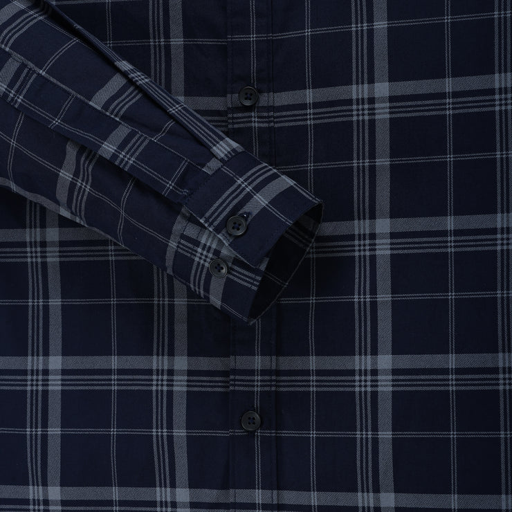 Navy and Gray Large Check Men's Full Sleeve Shirt (GP281)