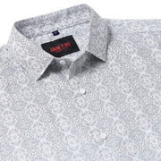 Full Sleeve Shirt - White with Grey Ornate Pattern (GP010)