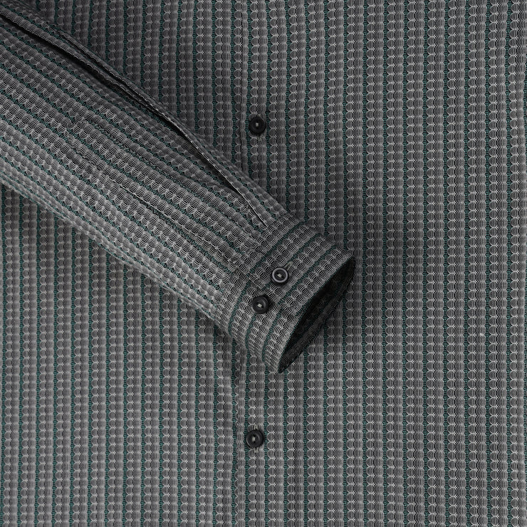 Geometric Stripe Slim Fit Full Sleeve Shirt - Charcoal Grey (GP209)