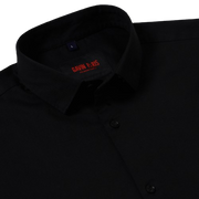 Black Solid Slim Fit Full-Sleeve Shirt (GP072)