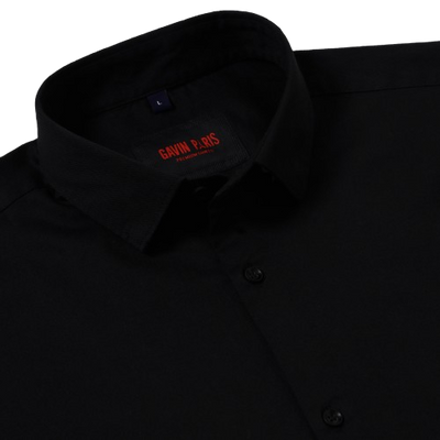 Black Solid Slim Fit Full-Sleeve Shirt (GP072)