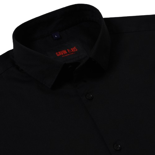 Black Solid Slim Fit Full-Sleeve Shirt (GP072)