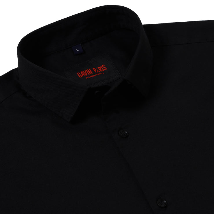 Black Solid Full-Sleeve Shirt (GP072)