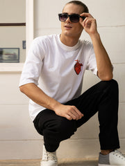 Red Heart White Oversized Unisex Tee By Gavin Paris