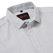 Striped Cotton Slim Fit Full-Sleeve Shirt - Grey and White (GP080)