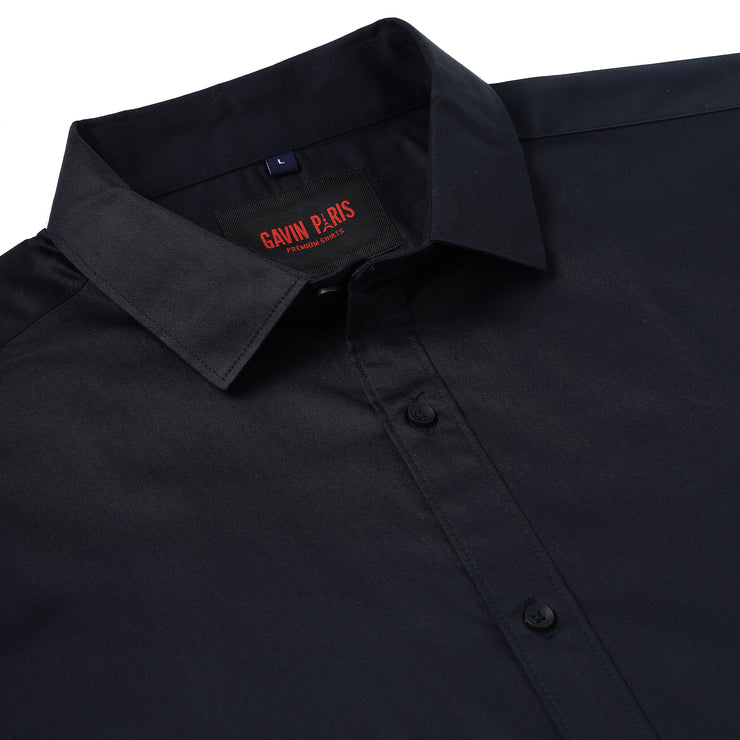 Midnight Black Solid Full-Sleeve Shirt (GP070)