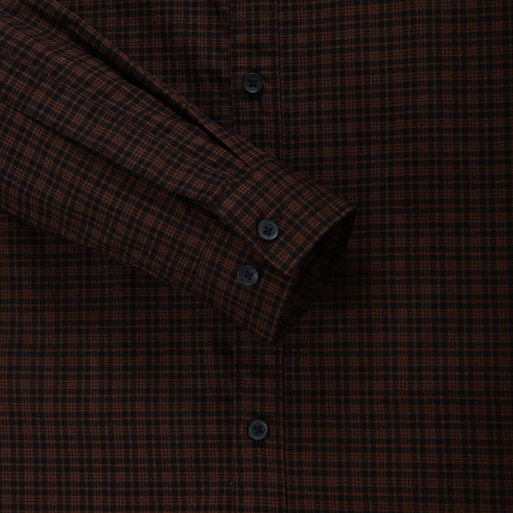 Brown Gingham Check Men's Full Sleeve Shirt (GP278)