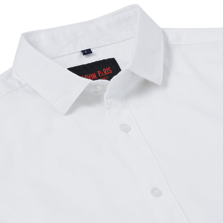 WHITE SOLID COTTON FULL SLEEVE SHIRT (GP076)