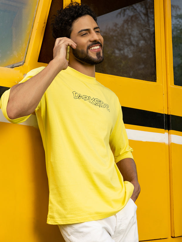 Darkside Lemon Yellow Oversized Drop shoulder Tee by Gavin Paris