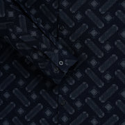 Navy Blue Abstract Pattern Slim Fit Full Sleeve Shirt (GP257)