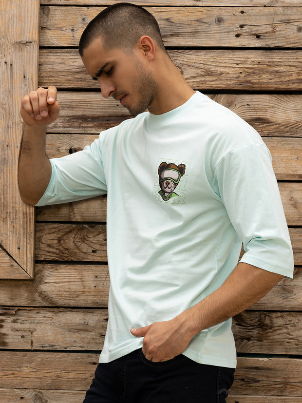 Bear Aqua Blue Oversized T-shirt