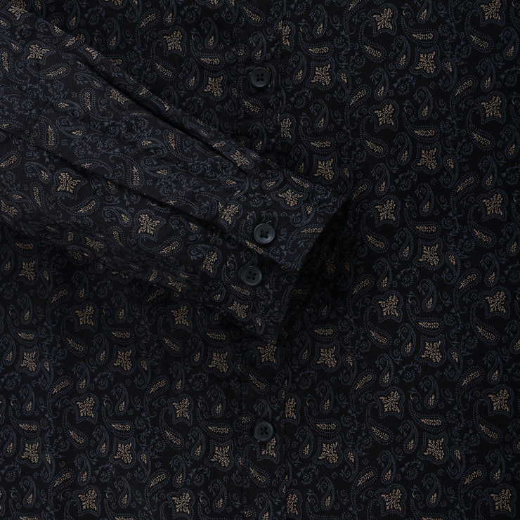 Black Paisley Motif Men's Full Sleeve Shirt (GP300)