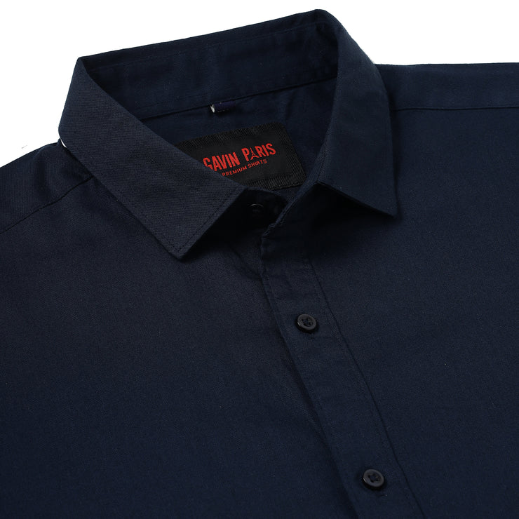 Navy Blue Solid Full-Sleeve Shirt (GP075)