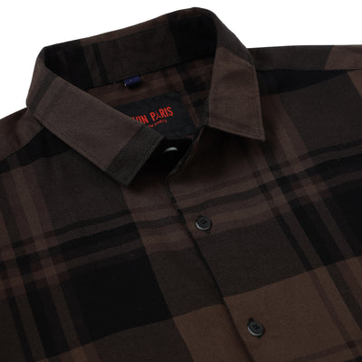 Brown and Black Checkered Pattern Slim Fit Full Sleeve Shirt (GP004)