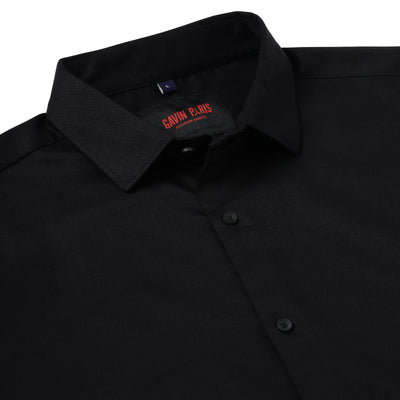 Mens Solid Black Fendi Lycra Cotton Full Sleeve Shirt (GP062)