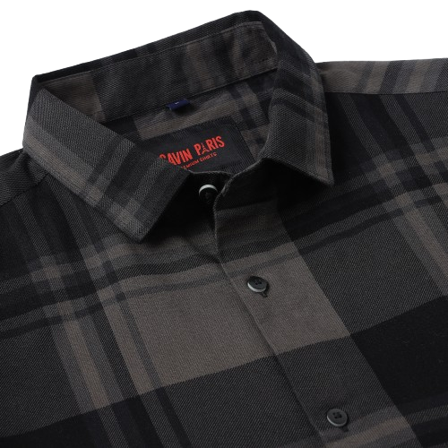 Dark Grey and Black Checkered Pattern Slim Fit Full Sleeve Shirt (GP003)