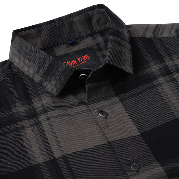 Dark Grey and Black Checkered Pattern Slim Fit Full Sleeve Shirt (GP003)