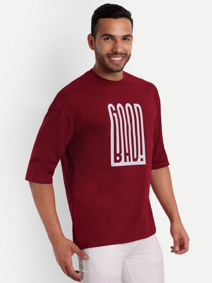 Good Bad Red Oversized Tee by Gavin Paris