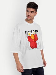 ELMO White Oversized Drop Shoulder Tee