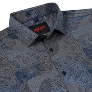 Blue with Paisley and Geometric Pattern Full Sleeve Shirt (GP055)