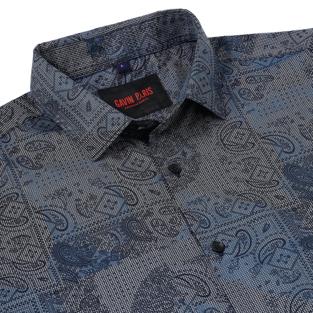 Mens Blue checkers Printed Cotton Full Sleeve Shirt (GP055)