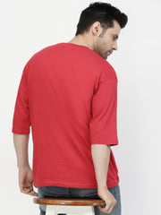 Red Plain Oversized Drop Shoulder Unisex Tshirt By Gavin Paris