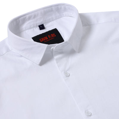 Oxford White Solid Full-Sleeve Shirt (GP058)
