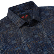 Navy Blue with Geometric Pattern Full Sleeve Shirt (GP104)