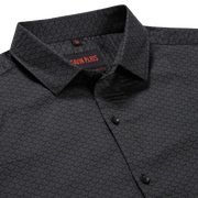 Black and Gray Scallop Pattern Slim Fit Full Sleeve Shirt (GP156)