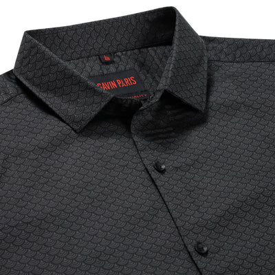 Black and Gray Scallop Pattern Slim Fit Full Sleeve Shirt (GP156)