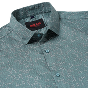 Full Sleeve Slim Fit Shirt - Teal with Geometric Pattern (GP007)
