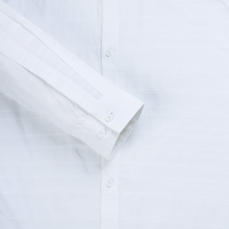 White Slim Fit Full Sleeve Shirt with Textured Stripes (GP269)