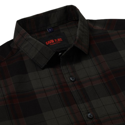 Checkered Slim Fit Full-Sleeve Shirt - Dark Green & Red (GP085)