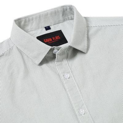 Pinstriped Slim Fit Full-Sleeve Shirt - Light Green (GP082)