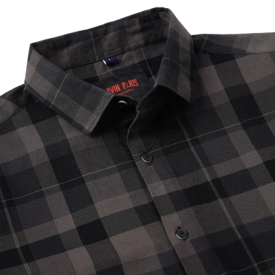 Black and Grey Checkered Slim Fit Full-Sleeve Shirt (GP002)