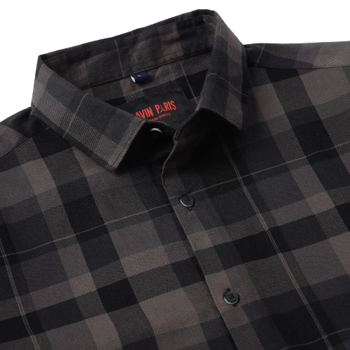 Black and Grey Checkered Slim Fit Full-Sleeve Shirt (GP002)