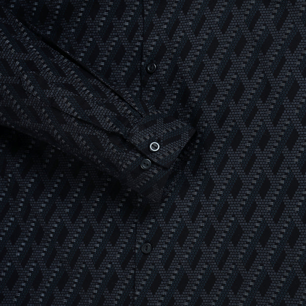 Black Geometric Print Full Sleeve Shirt (GP259)