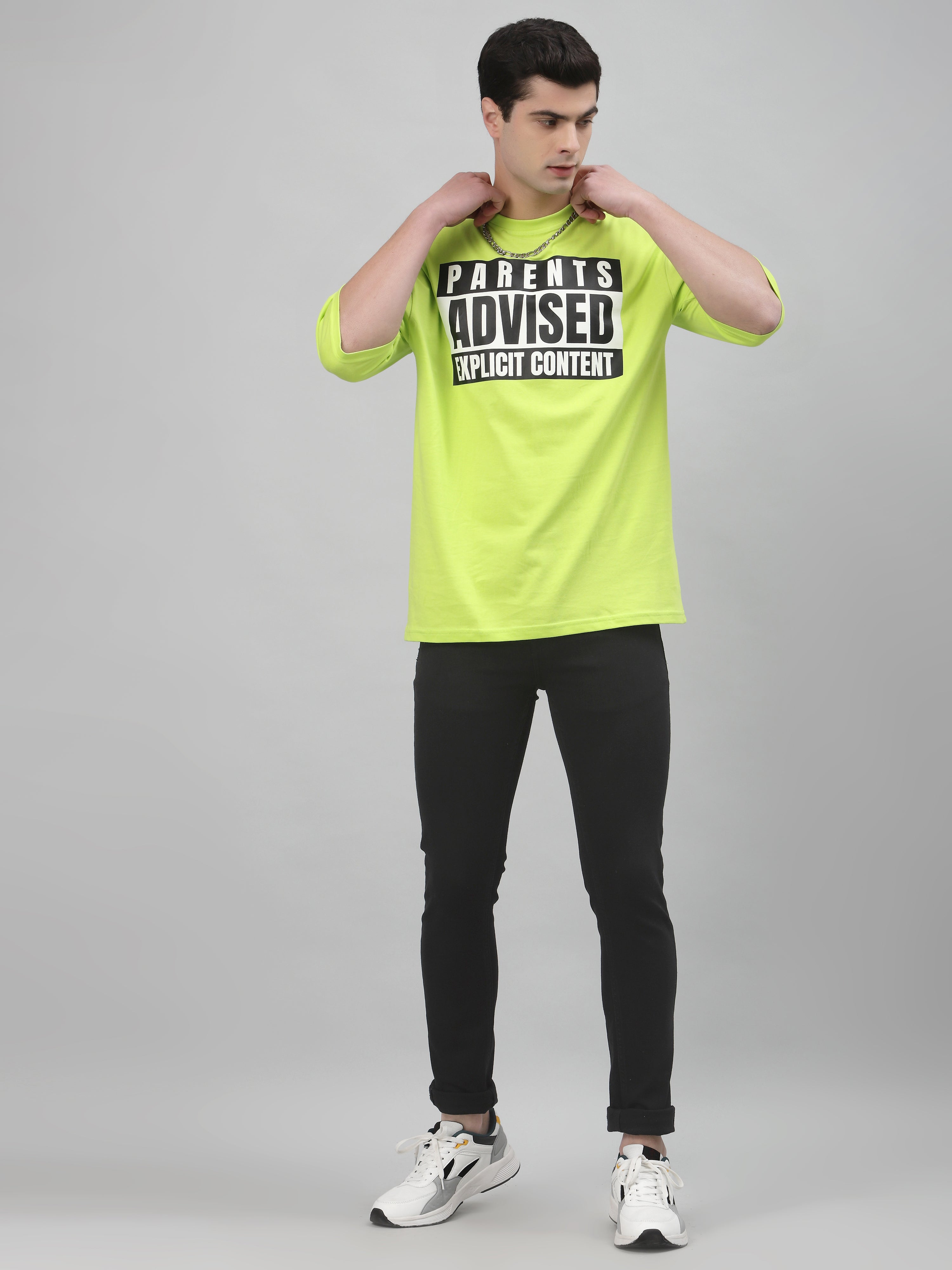 Parent Advice Neon Green Oversized Unisex T-shirt By Gavin Paris