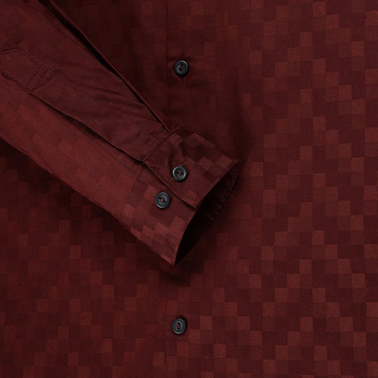 Maroon Checkered Slim Fit Full Sleeve Shirt (GP174)