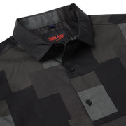 Black and Grey Block Pattern Slim Fit Full Sleeve Shirt (GP048)