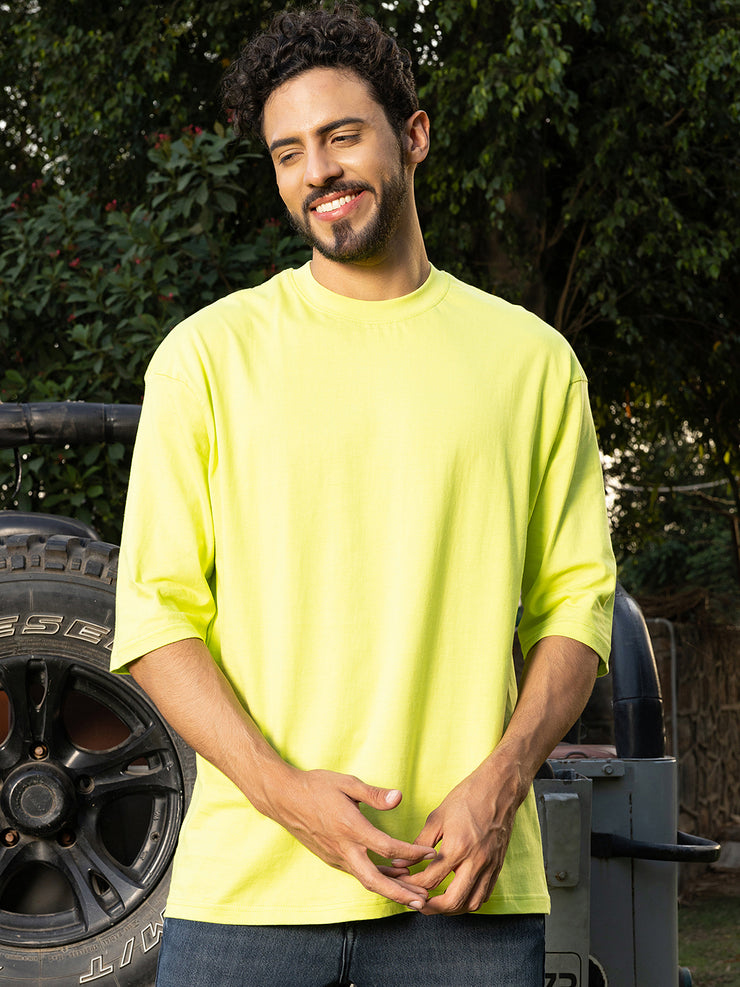 London Neon Green Oversized Drop shoulder Tee by Gavin Paris