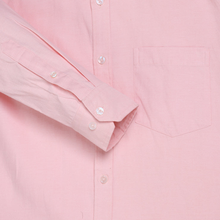 Light Pink Solid Slim Fit Cotton Men's Full Sleeve Shirt With Pocket (GP357)